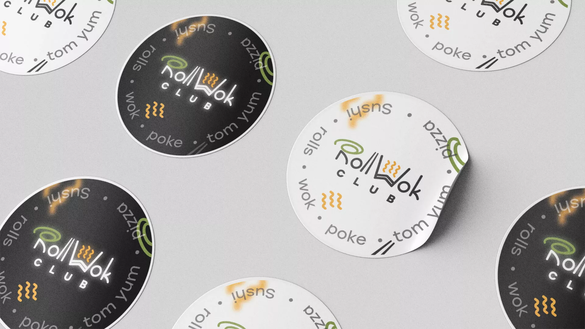 Разработка наклеек для суши-бара «Roll Wok Club» в Кинешме